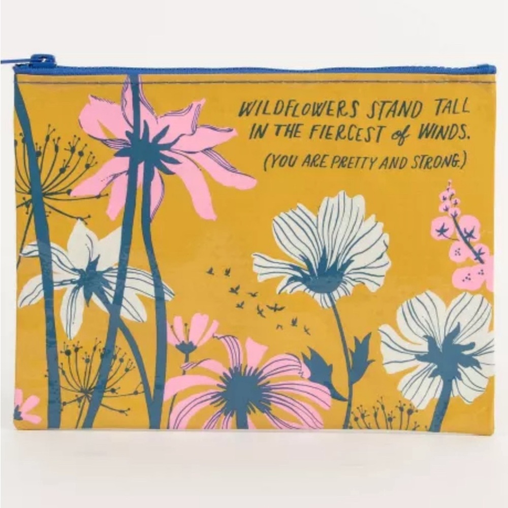 Blue Q WILDFLOWERS STAND TALL IN THE FIERCEST OF WINDS ZIPPER POUCH NWT